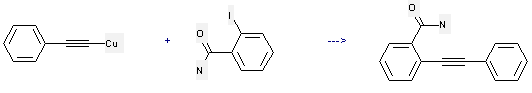 Benzamide, 2-iodo- can be used to produce o-Phenylethynylbenzamide by heating